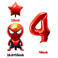 PANTIDE 8Pcs Spiderman Balloons 4th Birthday - Including Giant Number 4 Balloons, Foil Balloons Avengers Superhero Theme Birthday Party Decorations Supplies for Baby Kids Boys Who Likes Spiderman