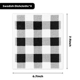 PANTIDE 4Pcs Black & White Plaid Swedish Kitchen Reusable Dish Clothes Fast Dry Dish Towels Sponge No Odor Highly Absorbent Eco-Friendly Cleaning Cloths Washable Cellulose Dishcloth Rag Cleaning Wipes