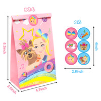 PANTIDE 24 Packs JoJo Goodies Candy Treat Bags with Stickers, Recyclable Paper Party Favor Gifts Bags, JoJo Themed Party Decorations Supplies for Kids Girls Birthday Baby Shower