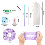 PANTIDE 86Pcs VSCO Starter Stuff Pack Set VSCO Accessories Gift for Teen Girls- Velvet Hair Scrunchies, VSCO Stickers for Hydro Flask, Stainless Steel Straws with Cleaning Brush and Storage Bag