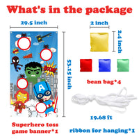 PANTIDE Superhero Toss Games with 4 Bean Bags, Superhero Indoor Outdoor Throwing Game Party Supplies for kids, Carnival Games Toss Games Banner for Birthday Party Decoration Thanksgiving Day Christmas
