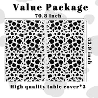 PANTIDE 3Pcs Cow Print Table Cover Plastic Tablecloths Disposable Rectangle Table Cover Waterproof Farm Animal Themed Picnic Birthday Party Favor Supplies Decorations Black and White(70.8 x 53.9 Inch)