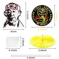 PANTIDE 9Pcs Karate Taekwondo Party Honeycomb Centerpiece Table Toppers Flower Paper Fans Strike First Strike Hard No Mercy Karate Theme Birthday Favors Supplies Decorations for Kids Adults