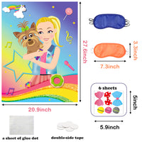 PANTIDE Pin The Bow and Microphone on JOJO Poster, JOJO Party Games with 36pcs Bows Microphones Stickers, JOJO Theme Sticker Game Party Supplies, Outdoor Indoor Activity Birthday Party Wall Decoration