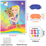 PANTIDE Pin The Bow and Microphone on JOJO Poster, JOJO Party Games with 36pcs Bows Microphones Stickers, JOJO Theme Sticker Game Party Supplies, Outdoor Indoor Activity Birthday Party Wall Decoration