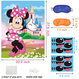 PANTIDE Pin The Nose and Mouth on Minnie Party Game, Make-a-Face Sticker Games with Large Poster and Blindfolds, Fun Outdoor Indoor Activity for Kids Minnie Themed Birthday Party Decoration Supplies
