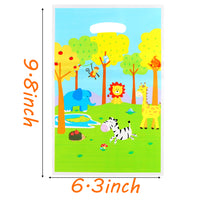 PANTIDE Jungle Animal Party Favors, 50Pcs Safari Animal Goodies Candy Treat Bags with Stickers, Plastic Bags for Candy, Jungle Safari Theme Birthday Zoo Animal Party Supplies for Kids Party Gift Bags