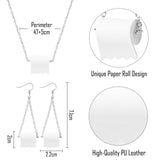 PANTIDE Toilet Paper Roll Earrings and Necklace Kit, Funny Toilet Paper Pendant Dangle Drop Hook Ear Wire Earrings, Creative Silver Handmade Necklace, 2020 New Gift Jewelry Accessories for Women Girls
