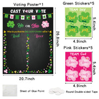 PANTIDE St. Patrick's Day Gender Reveal Party Games for Guests Cast Your Vote He or She Gender Reveal Poster with Team Boy or Team Girl Voting Stickers Game for Lad or Lass Baby Shower Party Supplies