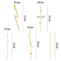 PANTIDE 5Pcs Ear Cuffs Crawler Hook Earrings for Women Girls, Gold Hypoallergenic Piercing Ear Wrap Climbers Earrings, Fashion Classic Sparkling Jewelry Gifts for Birthday Valentine’s Day Anniversary