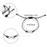 PANTIDE 4 Pairs Pinky Promise Distance Matching Bracelets Set - Adjustable Bracelets of Compass Heart-Shaped Infinity Evil Eye Patterns, Birthday Xmas for Couple Families Friends