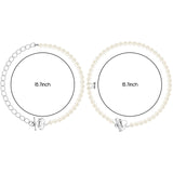 PANTIDE 2 Packs Y2K Pearl Heart Clasp Necklace Choker Silver Dainty Chain Link Necklace with Pearls 90s Antique Love OT Toggle Clasp Necklace Vintage Fashion Jewelry Accessories Gifts for Women Egirl