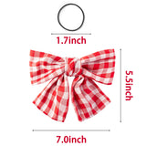 PANTIDE 4 Packs Plaid Hair Bow Clips Barrettes with Black Hair Ties, 4 Colors Large Hair Bowknot(Red/Black/Yellow/Green) with Alligator Hair Clips, Elegant French Style Hair Accessories for Women Girl