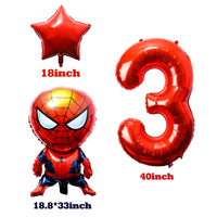 PANTIDE 8Pcs Spiderman Balloons 3rd Birthday - Including Giant Number 3 Balloon, Foil Balloons, Avengers Superhero Theme Birthday Party Decorations Supplies for Baby Kids Boys Who Likes Spiderman