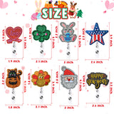 PANTIDE 8 Packs Holiday Badge Reels Love Heart Clover Bunny Embroidered Retractable Felt Name ID Card Decorative Badge Holders with Alligator Clip for New Year Valentine's Day St. Patrick's Day Easter
