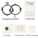 PANTIDE 2Pcs Sun and Moon Magnetic Couples Bracelets - Mutual Attraction Matching Relationship Adjustable Distance Bracelet Gift with Envelop, Greeting Card, Velvet Bag for Lover Girlfriend Boyfriend