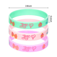 PANTIDE 24Pcs JOJO Silicone Wristbands Rubber Bracelets - JOJO Party Favors Party Supplies for Girls Birthday Baby Shower, JOJO Themed Stretch Bracelets Prizes Rewards Party Bag Fillers