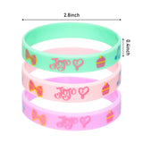 PANTIDE 24Pcs JOJO Silicone Wristbands Rubber Bracelets - JOJO Party Favors Party Supplies for Girls Birthday Baby Shower, JOJO Themed Stretch Bracelets Prizes Rewards Party Bag Fillers
