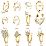 PANTIDE 12 Pcs Fake Nose Rings Hoop Adjustable Stainless Steel Faux Piercing Jewelry Ear Lip Cartilage Tragus Septum Ring Non-Pierced Clip On Circle Nose Hoop Rings Earrings Cuff for Women Men Girls