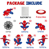 PANTIDE 10 Pieces Spider Hero Cutouts Cardboard Door Sign Banner Porch Sign Superhero Hanging Signs for Outdoor Indoor Bedroom Wall Party Decoration Fun Hero Themed Birthday Party Banner Supplies