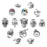 PANTIDE 15Pcs Vintage Punk Rings Set, Stainless Steel Gothic Alloy Biker Adjustable Rings, Skeleton Skull Evil Eye Chinese Dragon Claw Octopus Dragon Rings, Fashion Retro Black Silver Antique Jewelry
