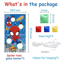 PANTIDE Spiderman Toss Game Banner with 4 Bean Bags, Fun Indoor Outdoor Party Game Activities for Kids and Adults, Avengers Superhero Themed Throwing Games Birthday Party Decoration Supplies Set