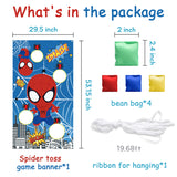 PANTIDE Spiderman Toss Game Banner with 4 Bean Bags, Fun Indoor Outdoor Party Game Activities for Kids and Adults, Avengers Superhero Themed Throwing Games Birthday Party Decoration Supplies Set