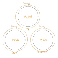 PANTIDE 3Pcs Constellation Zodiac Layer Necklaces for Women Girls, Retro Gold Plated 12 Constellation Pendant Necklace Exquisite Letter Horoscope Old English Zodiac Sign Necklace Jewelry Birthday Gift