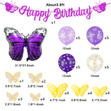 PANTIDE 46Pcs Butterfly Party Decoration Supplies Kit Happy Birthday Banner Butterfly Foil Latex Balloons 3D Butterfly Wall Stickers Decor Cake Topper for Girls Women Birthday Baby Shower Spring Party