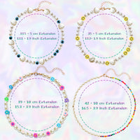 PANTIDE 4 Pcs Bead Pearl Choker Necklace for Women Girls Bohemian Smiley Face Flower Evil Eyes Imitation Pearl Aesthetic Jewelry Chain Assorted Rainbow Handmade Y2K Boho Glass Beads Choker Bracelet