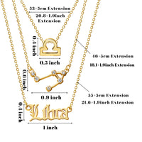 PANTIDE 12 Pcs Constellation Zodiac Layer Horoscope Necklaces Bracelet Earrings Jewelry for Women Initial 14K Gold Rose Gold Silver Plated 12 Constellation Charm Adjustable Accessories Gift with Cards