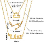 PANTIDE 12 Pcs Constellation Zodiac Layer Horoscope Necklaces Bracelet Earrings Jewelry for Women Initial 14K Gold Rose Gold Silver Plated 12 Constellation Charm Adjustable Accessories Gift with Cards
