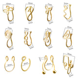 PANTIDE 12 Pcs African Fake Nose Rings Non Piercing Gold Clip Nose Ring Jewelry Bohemian Handmade Ear Cuff Gold Plated Stainless Steel Adjustable U Shape Nose Ring Fake Gypsy Nose Cuff for Women Girls