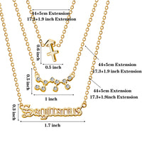PANTIDE 12Pcs Constellation Zodiac Layer Necklaces Bracelet Earrings Aquarius Pisces Aries Taurus Gemini Cancer Leo Virgo Libra Scorpio Sagittarius Capricorn Initial Dainty Jewelry Gift for Girl Women