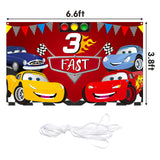 PANTIDE Race Car 3rd Birthday Party Backdrop Decoration, Three Fast Photography Background Banner, Large Poster Party Photo Props Wall Décor, Let’s Go Racing Party Supplies for Three Years Old