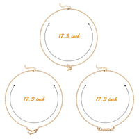 PANTIDE 3Pcs Constellation Zodiac Layer Necklaces for Women Girls, Retro Gold Plated 12 Constellation Pendant Necklace Exquisite Letter Horoscope Old English Zodiac Sign Necklace Jewelry Birthday Gift