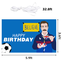 PANTIDE Soccer Coach Happy Birthday Backdrop Banner Funny Football Photography Background Wall Decor Blue Ted Sport Theme Party Supplies Decorations Photo Booth Props for Father Men Adult 5.9 x 3.6 ft