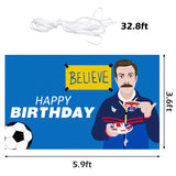 PANTIDE Soccer Coach Happy Birthday Backdrop Banner Funny Football Photography Background Wall Decor Blue Ted Sport Theme Party Supplies Decorations Photo Booth Props for Father Men Adult 5.9 x 3.6 ft