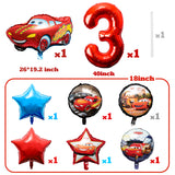 PANTIDE 8 Packs Race Car Balloons for 3rd Birthday Kit - Racing Double-Sided Foil Balloons, Giant Red Number 3 Balloons, Let’s Go Racing Birthday Party Decorations Supplies for Kids Boys Race Fans