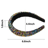 PANTIDE 3 Pieces Rhinestone Crystal Padded Headband for Women Girls- Glitter Bejeweled Diamond Bead Hairband, Non-Slip Widened Hair Hoops for Party Head Accessories in 3 colors(Silver, Rainbow, Black)