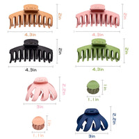 PANTIDE 8 Pcs Hair Claw Clips for Women Girls - Including Large Matte Clips for Thick Hair, Octopus Spider Clips, Non-Slip Round Clips, Fashion Styling Accessories with Daisy Drawstring Storage Bag