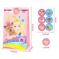 PANTIDE 24 Packs JoJo Goodies Candy Treat Bags with Stickers, Recyclable Paper Party Favor Gifts Bags, JoJo Themed Party Decorations Supplies for Kids Girls Birthday Baby Shower