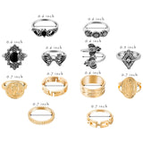 PANTIDE 94Pcs Vintage Knuckle Rings Set Stackable Finger Rings Midi Rings for Women Bohemian Retro Hollow Carved Flowers Gold&Silver Rings Crystal Opal Turquoise Obsidian Joint Rings with Storage Bag
