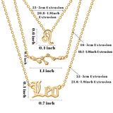 PANTIDE 12 Pcs Constellation Zodiac Layer Horoscope Necklaces Bracelet Earrings Jewelry for Women Initial 14K Gold Rose Gold Silver Plated 12 Constellation Charm Adjustable Accessories Gift with Cards