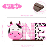 PANTIDE Cow One Letter Sign Wooden Table Centerpiece for Baby Girls Pink Cow First Birthday Decoration Pink Farm Barnyard Animals 1st Table Sign Party Supplies for Baby Shower Cake Smash Photo Props