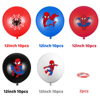 PANTIDE 50 Packs Spiderman Birthday Balloons, 12Inch Blue Red Black Latex Balloons Bouquet with Ribbons, Avengers Superhero Party Favors Decorations Supplies for Kids Boys Birthday Party Baby Shower