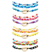 PANTIDE 12Pcs VSCO Bracelets VSCO Starter Stuff for Teen Girls, Friendship Bracelets Set- Shell Bracelet Braided String Stretchy Beads Boho Bracelets, Stackable Bracelets Anklet Bracelets for Girls