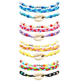PANTIDE 12Pcs VSCO Bracelets VSCO Starter Stuff for Teen Girls, Friendship Bracelets Set- Shell Bracelet Braided String Stretchy Beads Boho Bracelets, Stackable Bracelets Anklet Bracelets for Girls