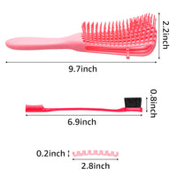 PANTIDE 3 Pack Detangling Brush Set with Edge Brush for Natural Hair, Hair Detangler for Afro American Textured 3a to 4c Natural, Curly, Kinky Wavy, Wet/Dry, Long, Thick Hair(Black, Pink)