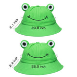 PANTIDE 2 Packs Cute Frog Bucket Hats Parent-Child Hats, Green Wide Brim Fisherman Hats, Polyester Bucket Summer Sun Protection Anti UV Hats, Packable Unique Family Matching Hats for Parent and Kid